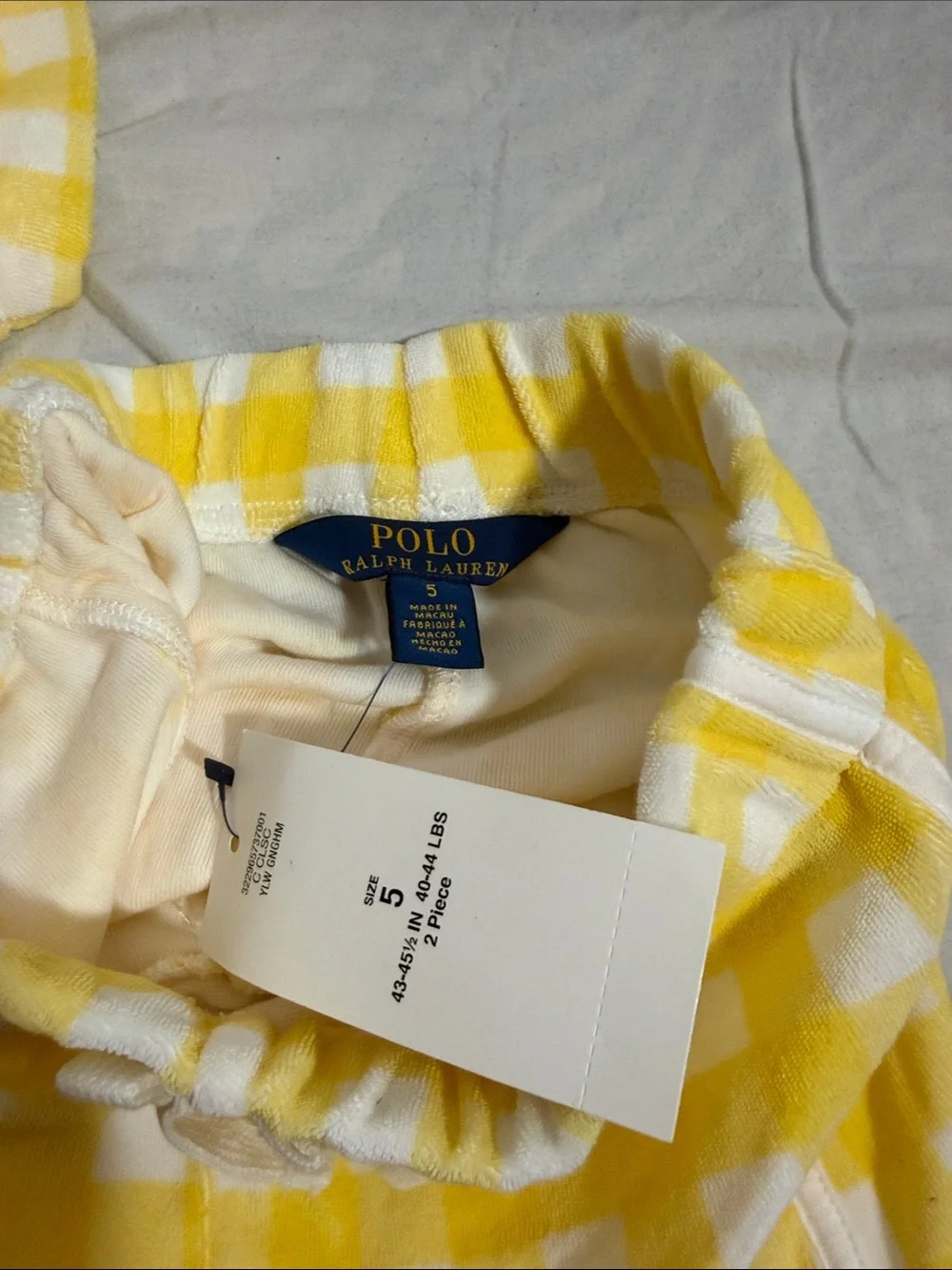 Ralph Lauren Yellow & White Gingham Polo Short Set